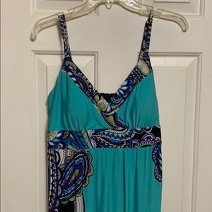 Teal colored maxi dress with cute design